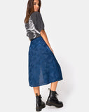 Saika Midi Skirt in Satin Rose Navy