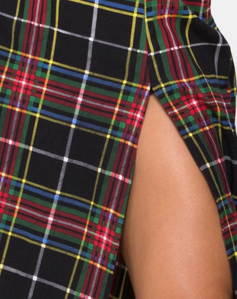 Saika Skirt in Plaid Red Green Yellow Black