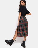 Saika Skirt in Plaid Red Green Yellow Black