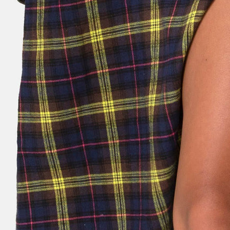 Saika Skirt in Plaid Brown Yellow Check