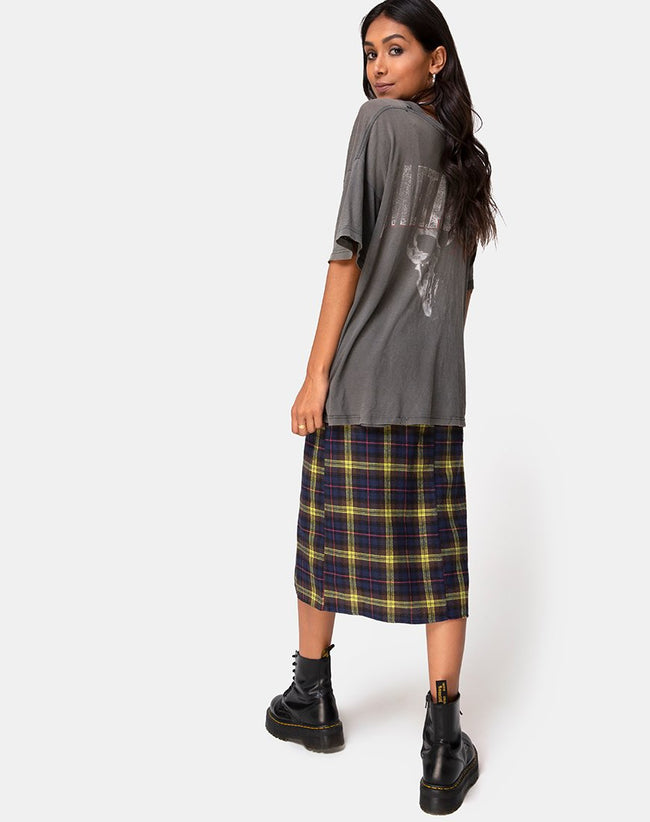 Saika Skirt in Plaid Brown Yellow Check