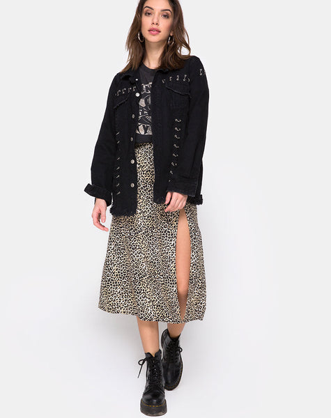 Image of Saika Midi Skirt in Rar Leopard Brown