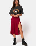 Image of Saika Midi Skirt in Satin Cheetah Raspberry