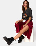 Image of Saika Midi Skirt in Satin Cheetah Raspberry