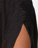 Saika Midi Skirt In Satin Cheetah Black