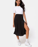 Saika Midi Skirt In Satin Cheetah Black