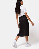 Saika Midi Skirt In Satin Cheetah Black