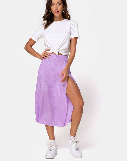 Saika Midi Skirt in Satin Rose Lilac