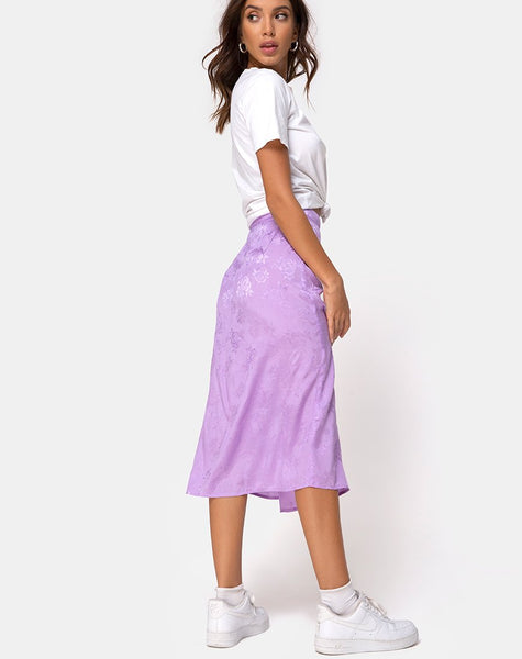 Saika Midi Skirt in Satin Rose Lilac