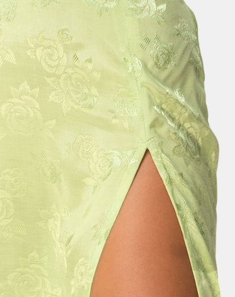 Saika Midi Skirt in Satin Rose Lime