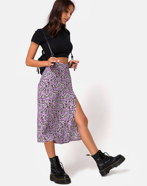 Saika Midi Skirt in Lilac Blossom