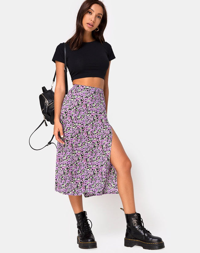 Saika Midi Skirt in Lilac Blossom