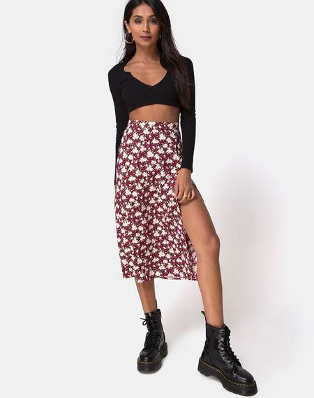 Saika Midi Skirt in Flock Ditsy Leopard Taupe