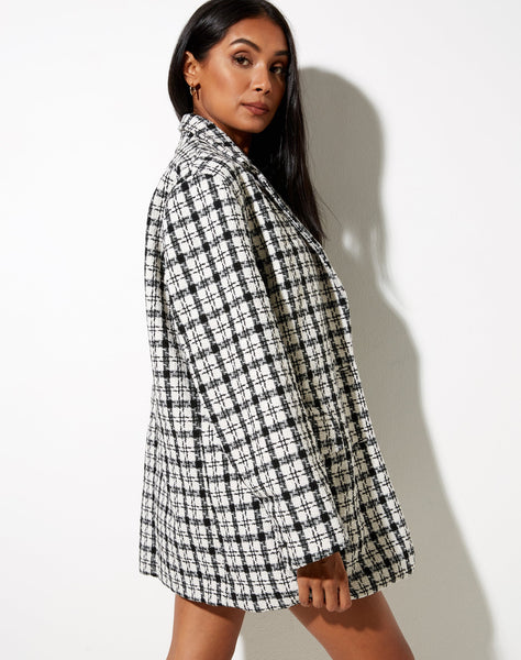 Image of Saken Blazer in Black and White Check