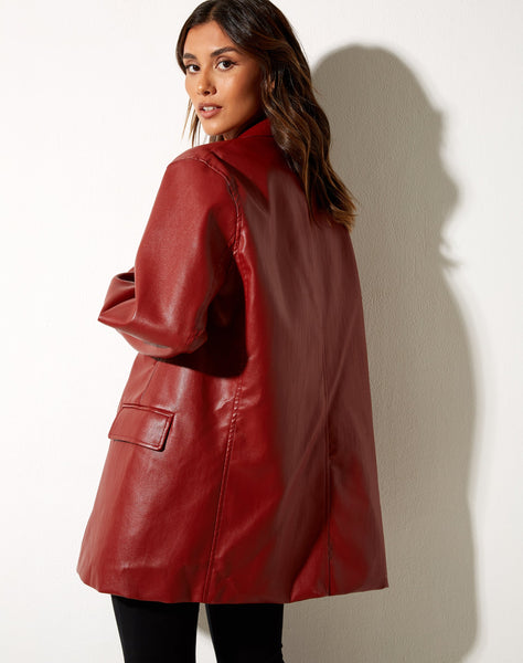 Image of Saken Blazer in PU Red