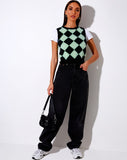 Image of Saki Tank Top in Knit Diamond Black and Green