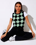 Image of Saki Tank Top in Knit Diamond Black and Green