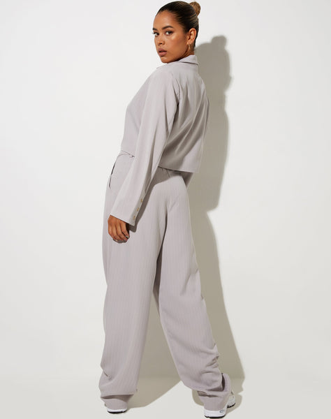 image of Sakila Trouser in Pinstripe Silver Grey