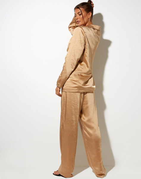 Sakila Trouser in Satin Golden Sand