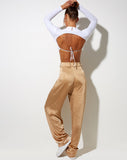 Sakila Trouser in Satin Golden Sand