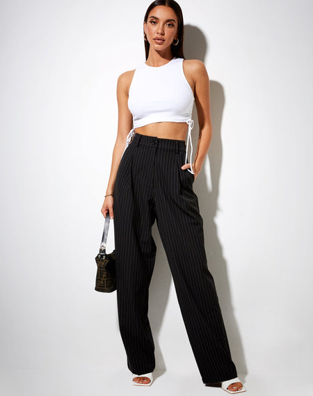 Onfal Wide Leg Trouser in Pencil Stripe