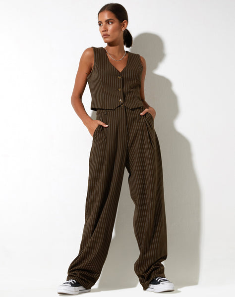 image of Sakila Trouser in Pinstripe Brown