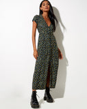 Image of Salara Midi Dress in Flowing Flower Black