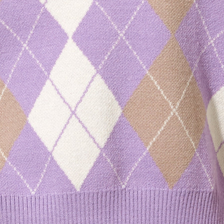 Sami Vest in Argyle Lilac Cream Tan