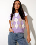 Image of Sami Vest in Argyle Lilac Cream Tan