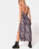 Samia Midi Dress in Grey Bleached Tie Dye