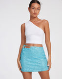 image of Samini Mini Skirt in Drape Sequin Blue