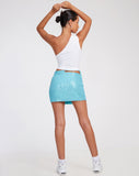 image of Samini Mini Skirt in Drape Sequin Blue