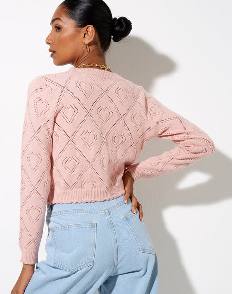 Image of Samo Cardigan in Diamond and Heart Pink