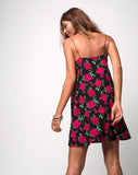 Sanna Slip Dress in Valeria Rose Black and Red