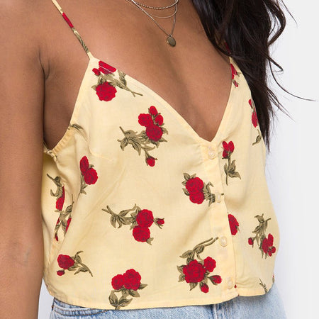 Sanami Cami Top in Falling Rose Yellow