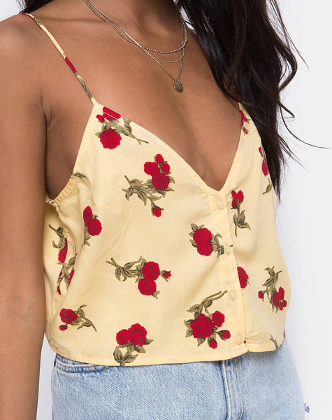 Sanami Cami Top in Falling Rose Yellow