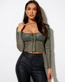 Image of Sanila Crop Top in Mono Paisley Green