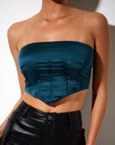 Sanja Bandeau Top in Satin Teal