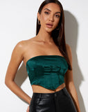 Sanja Bandeau Top in Satin Forest Green