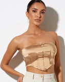 Image of Sanja Bandeau Top in Satin Golden Sand