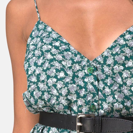 Sanna Slip Dress in Floral Bloom Green