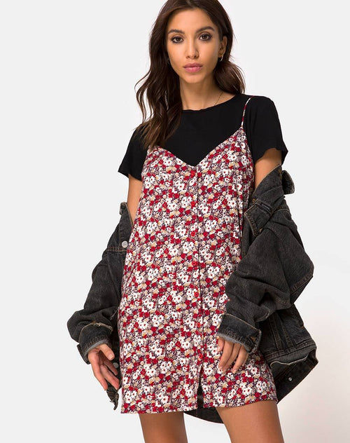 Sanna Slip Dress in Floral Charm Red