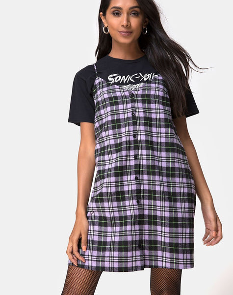 Sanna Slip Dress in Plaid Lilac