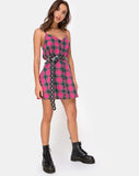 Sanna Slip Dress in Pink and Green Check