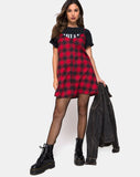 Sanna Slip Dress in Plaid Red Black