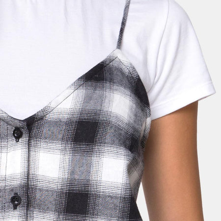 Sanna Slip Dress in Plaid Black White