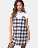 Sanna Slip Dress in Plaid Black White