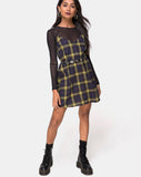 Sanna Slip Dress in Plaid Brown Yellow Check