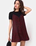 Sanna Slip Dress in Dotty Rose Black