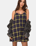 Sanna Slip Dress in Brown and Yellow Check